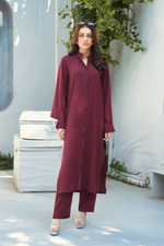 Plum Solid 2-Piece Shirt & Trouser Set