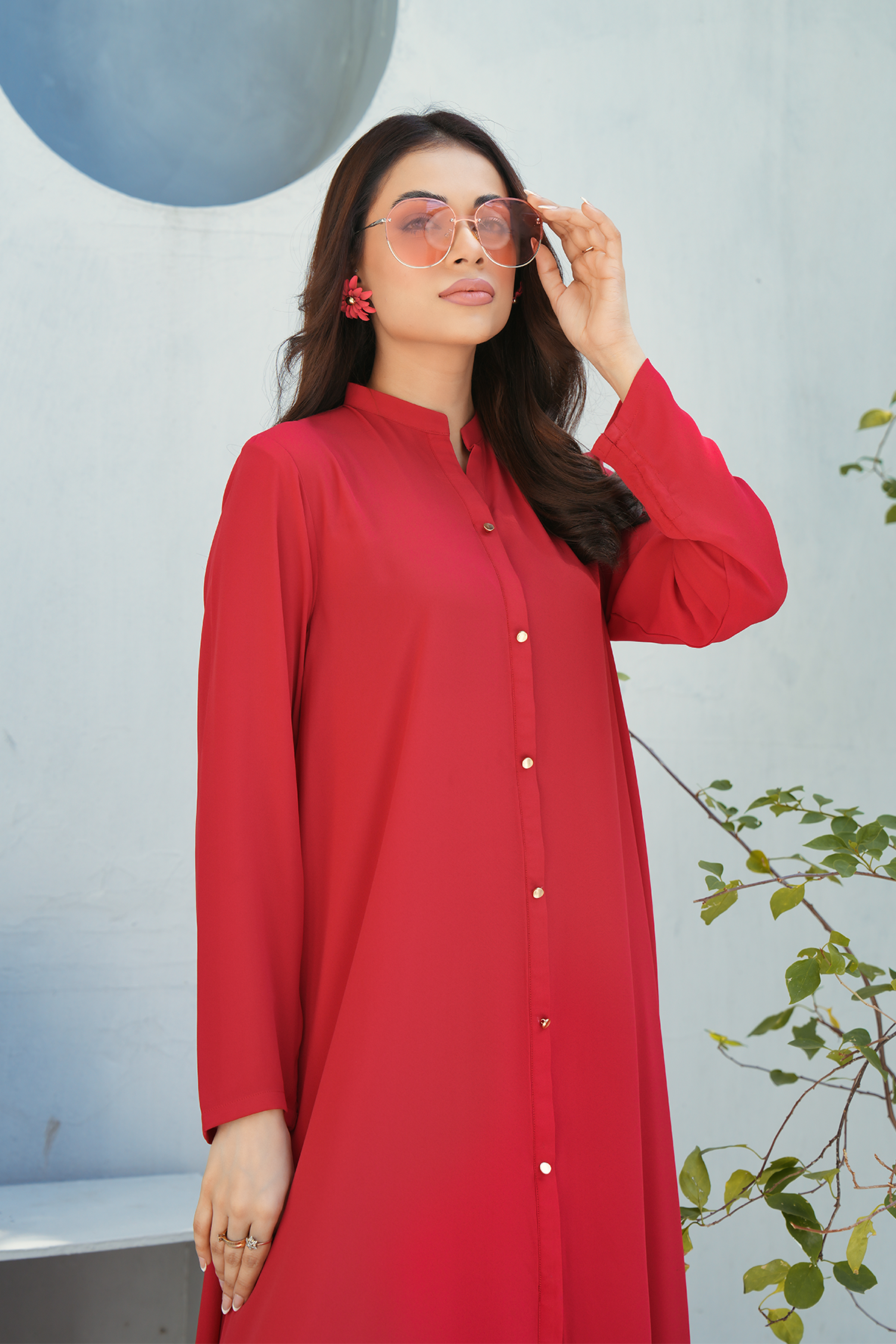 Maroon Solid 2-Piece Shirt & Trouser Set