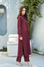 Plum Solid 2-Piece Shirt & Trouser Set
