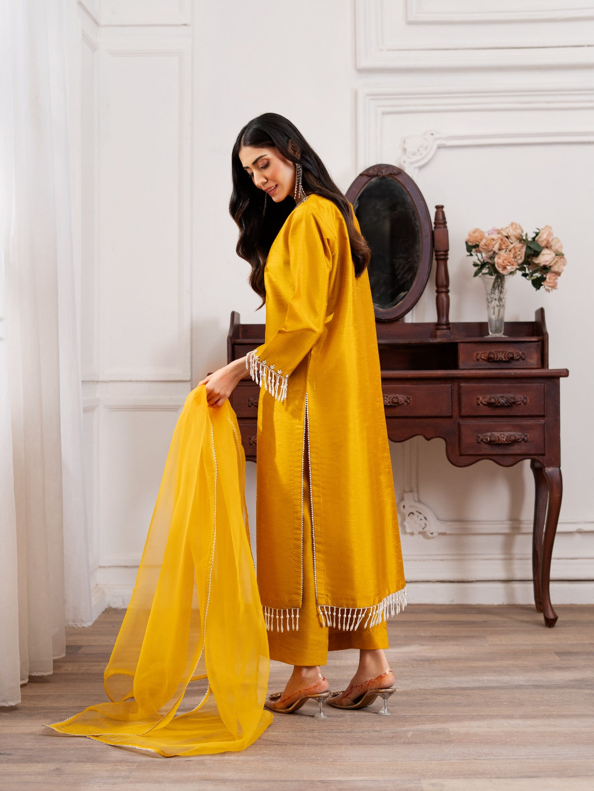 Sunlit Mustard Embroidered 3-Piece