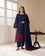 Nilofar – Navy Floral Border 3-Piece Suit
