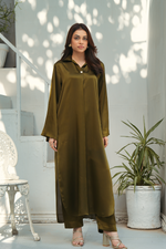 HOT OLVIE GREEN Solid 2-Piece Shirt & Trouser Set