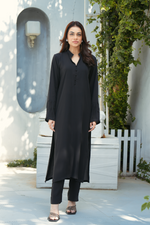 Black Solid 2-Piece Shirt & Trouser Set