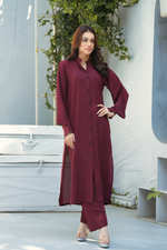 Plum Solid 2-Piece Shirt & Trouser Set