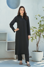 Black Solid 2-Piece Shirt & Trouser Set