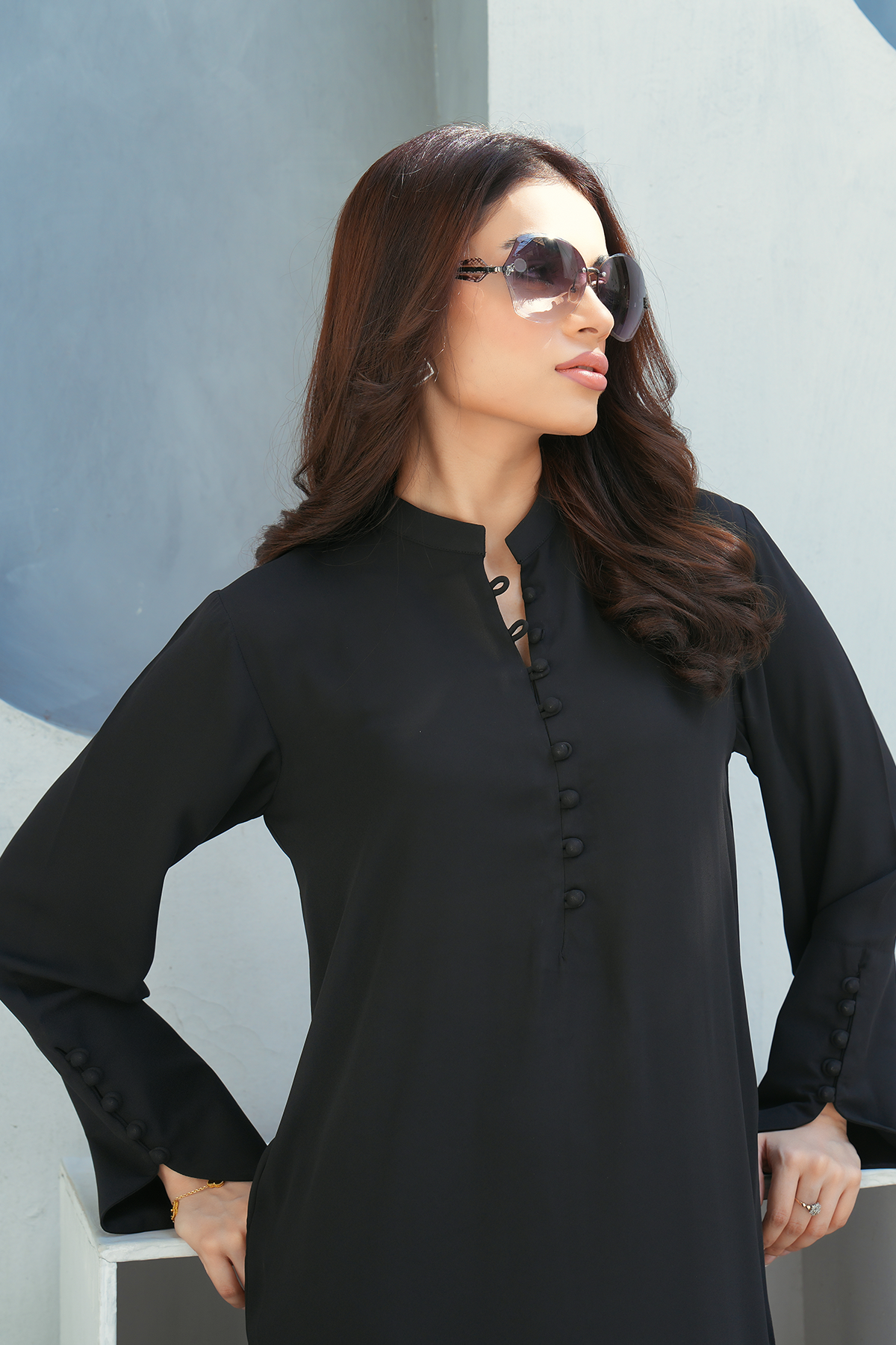 Black Solid 2-Piece Shirt & Trouser Set