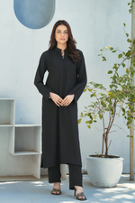 Black Solid 2-Piece Shirt & Trouser Set