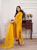 Sunlit Mustard Embroidered 3-Piece