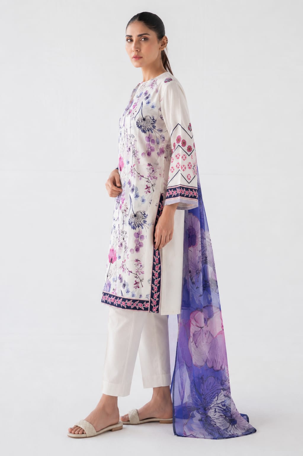 Wisteria – Ivory Floral Lawn 3-Piece