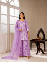 Mauve-Noor Printed 3-piece