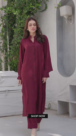 Plum Solid 2-Piece Shirt & Trouser Set